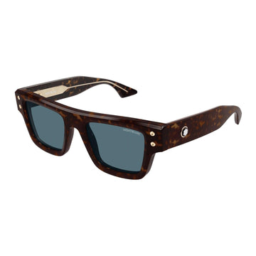 Montblanc MB0253S - 002 Havana/Blue Sunglasses For Man